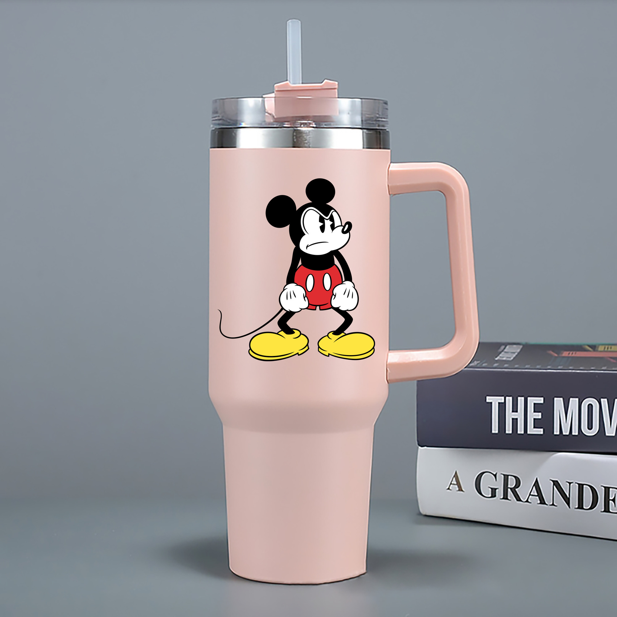（画像用） ミッキーマウス Mickey Mouse 1200mL車用タンブラー - クリスタルステッカー（プラスチックストロー付き）